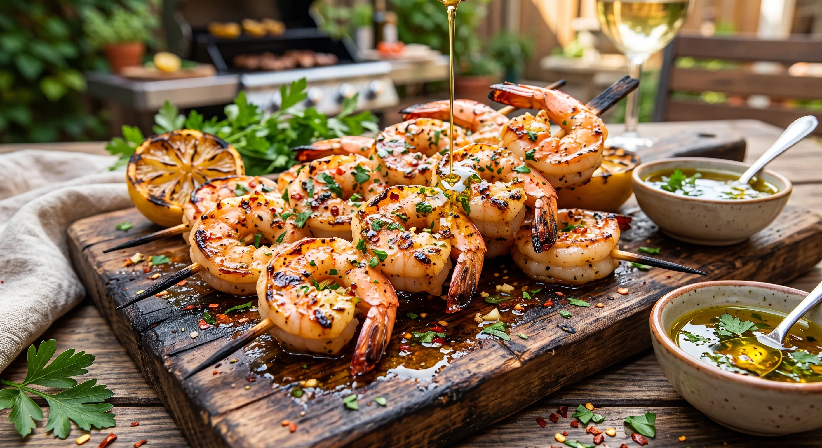 Spicy Garlic Grilled Shrimp Skewers